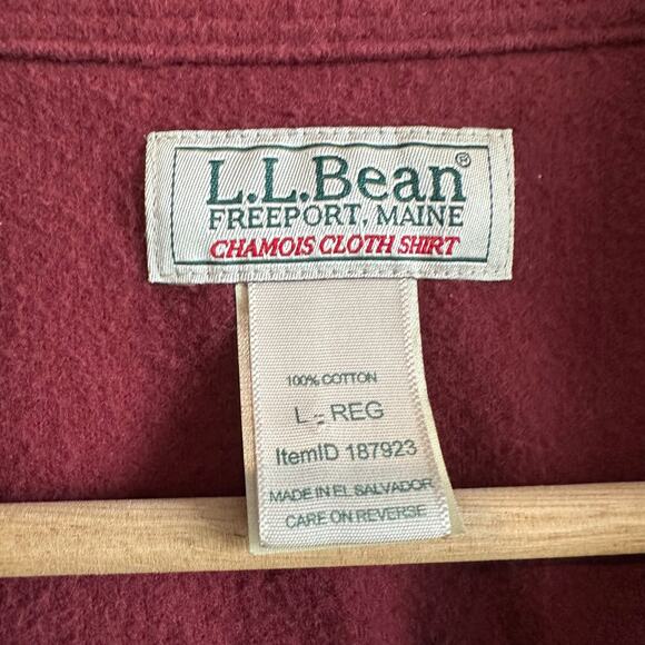 L.L. Bean Vintage Chamois Cloth Button Up Shirt L Red Maroon - Picture 2 of 7
